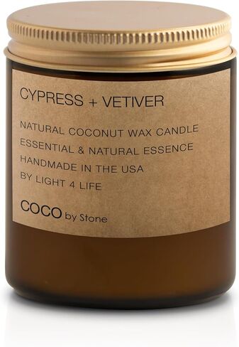 شمعة شمع السرو + نجيل الهند الطبيعي وجوز الهند والمشمش بوزن 7.2 أونصة in Kuwait