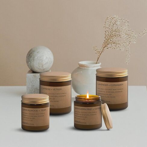 شمعة شمع السرو + نجيل الهند الطبيعي وجوز الهند والمشمش بوزن 7.2 أونصة in Kuwait