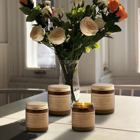 شمعة شمع السرو + نجيل الهند الطبيعي وجوز الهند والمشمش بوزن 7.2 أونصة in Kuwait