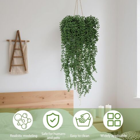 10 قطع من نباتات اللؤلؤ الصناعية، سلسلة صناعية من اللؤلؤ المعلقة باللون الأخضر، نباتات بلاستيكية وهمية للمنزل وغرفة النوم وحفلات الزفاف وحفلات عيد الميلاد والمكتب والفناء الخارجي وديكور الحديقة in Kuwait