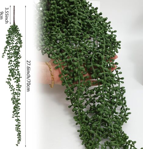 10 قطع من نباتات اللؤلؤ الصناعية، سلسلة صناعية من اللؤلؤ المعلقة باللون الأخضر، نباتات بلاستيكية وهمية للمنزل وغرفة النوم وحفلات الزفاف وحفلات عيد الميلاد والمكتب والفناء الخارجي وديكور الحديقة in Kuwait