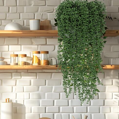 10 قطع من نباتات اللؤلؤ الصناعية، سلسلة صناعية من اللؤلؤ المعلقة باللون الأخضر، نباتات بلاستيكية وهمية للمنزل وغرفة النوم وحفلات الزفاف وحفلات عيد الميلاد والمكتب والفناء الخارجي وديكور الحديقة in Kuwait