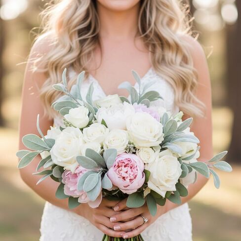 SHENLIU 20 جهاز كمبيوتر شخصى من خروف الأذن الاصطناعي ينبع 14 بوصة من أوراق المريمية المتجمعة لحفلات الزفاف باقات يختار قطعة مركزية لحفلات الزفاف في المنزل المزرعة DIY إكليل الزهور in Kuwait