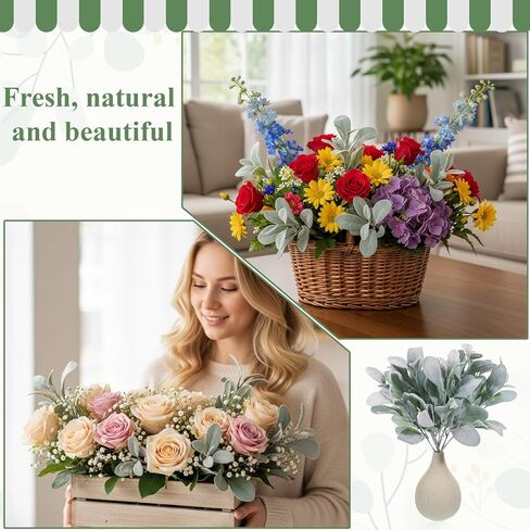 SHENLIU 20 جهاز كمبيوتر شخصى من خروف الأذن الاصطناعي ينبع 14 بوصة من أوراق المريمية المتجمعة لحفلات الزفاف باقات يختار قطعة مركزية لحفلات الزفاف في المنزل المزرعة DIY إكليل الزهور in Kuwait