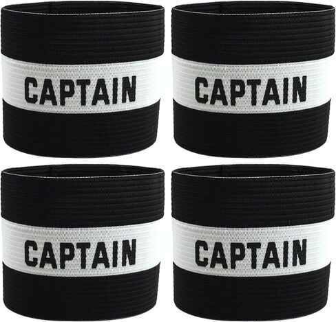 4 Pack Elastic Soccer Captain Armbands for Adults & Youth, Adjustable Sports Arm Bands with “CAPTAIN" Print, Durable Football Basketball Volleyball Team Leader Bands for Training and Match Use in Kuwait