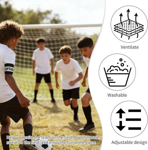 4 Pack Elastic Soccer Captain Armbands for Adults & Youth, Adjustable Sports Arm Bands with “CAPTAIN" Print, Durable Football Basketball Volleyball Team Leader Bands for Training and Match Use in Kuwait