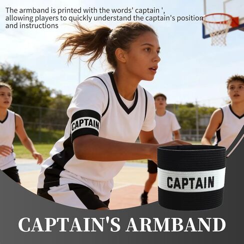 4 Pack Elastic Soccer Captain Armbands for Adults & Youth, Adjustable Sports Arm Bands with “CAPTAIN" Print, Durable Football Basketball Volleyball Team Leader Bands for Training and Match Use in Kuwait