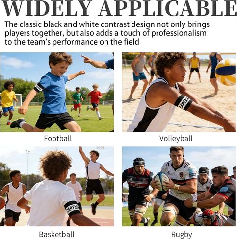 4 Pack Elastic Soccer Captain Armbands for Adults & Youth, Adjustable Sports Arm Bands with “CAPTAIN" Print, Durable Football Basketball Volleyball Team Leader Bands for Training and Match Use in Kuwait