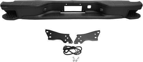 Black Rear Step Bumper with Side Pads Fit For 1999 2000 2001 2002 2003 2004 2005 2006 Chevy Silverado GMC Sierra 1500 Fleetside in Kuwait