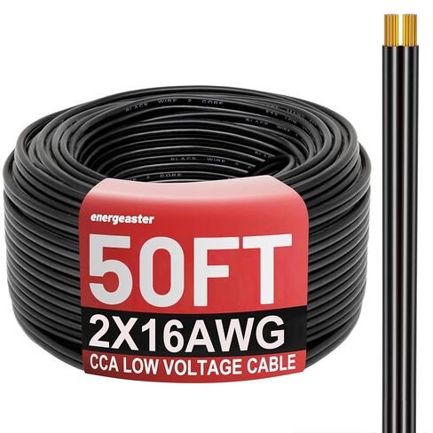 16 Gauge Wire 100FT, 2 Conductors Electrical Wire Black Cable, Low Voltage 16 AWG Copper Clad Aluminum Extension Cord for Speaker Wire, LED Wire, Automotive Wire 12V/24V DC in Kuwait
