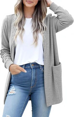 Lightweight Trendy Cardigan Sweaters for Women Open Front Casual Loose Spring Fall Outfits with Pockets in Kuwait