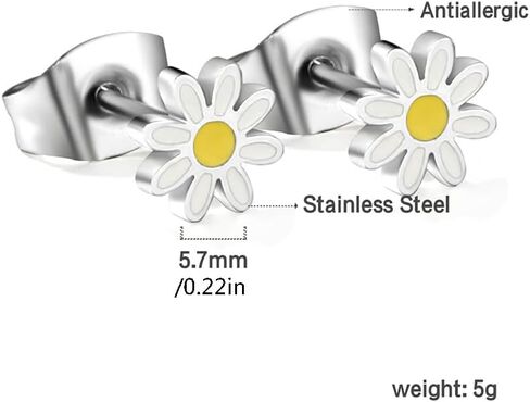 Cute Tiny Daisy Flower Small Stud Earrings for Women Cartilage Dainty Stainless Steel Silver Plated Flower Piercing Post Sleeper Studs Hypoallergenic for Sensitive Ear Fashion Jewelry Gift in Saudi Arabia