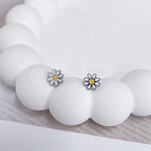 Cute Tiny Daisy Flower Small Stud Earrings for Women Cartilage Dainty Stainless Steel Silver Plated Flower Piercing Post Sleeper Studs Hypoallergenic for Sensitive Ear Fashion Jewelry Gift in Saudi Arabia