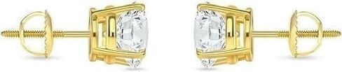 AVM GEMS 1/2 Ct Round Diamond Stud Earrings | 14K Yellow Gold Screw Back Basket Setting Solitaire Earrings for Women | Regular Festive Party Use in Saudi Arabia