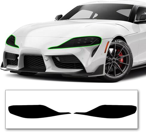 طقم تظليل المصابيح الأمامية المقطوع مسبقًا متوافق مع Toyota GR Supra 2020-2023 | غلاف غلاف من الفينيل PPF قابل للتمدد بدقة (دخان داكن) in Kuwait
