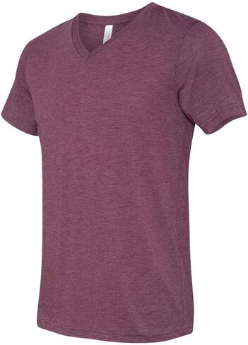 Bella + Canvas - تي شيرت ثلاثي الأكمام برقبة على شكل حرف V بأكمام قصيرة للجنسين، Maroon Triblend، XX-Large in Saudi Arabia