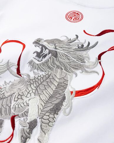 Niepce Inc Japanese Streetwear Raging Kirin Embroidery Graphic Tees for Men in Saudi Arabia