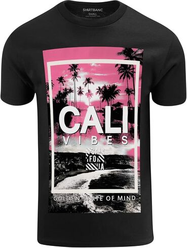 ShirtBANC Mens Cali Vibes Shirt Golden State of Mind Beach and Palm Tree Tee in Kuwait