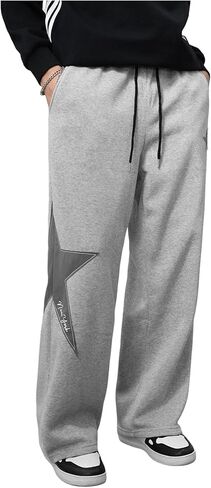 Men's Baggy Sweatpants Y2k Star Graphic Print Stacked Wide Leg Jogger Pants in Kuwait