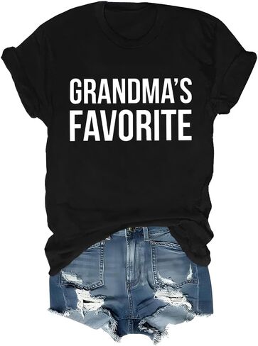 Grandma's Favorite Shirt Grandmas Favorite Shirts for Women Man Funny Family Grandchild V Neck Tshirt in Saudi Arabia