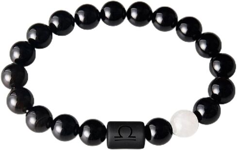 12 Constellations Natural Black Onyx Bead Bracelet Star Sign Constellation Horoscope Couple Bracelet Handmade Stretch Distance Friendship Couple Bracelet Elastic Blessing Bracelet Gifts in Kuwait