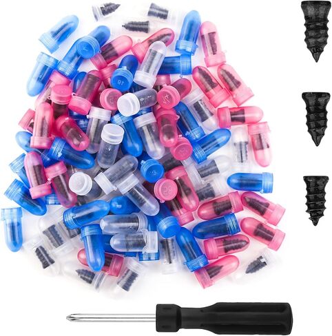 طقم سدادات الإطارات 100 قطعة براغي لإصلاح الإطارات، تتضمن 3 أحجام من البراغي في الإطارات ومقابس البراغي in Kuwait