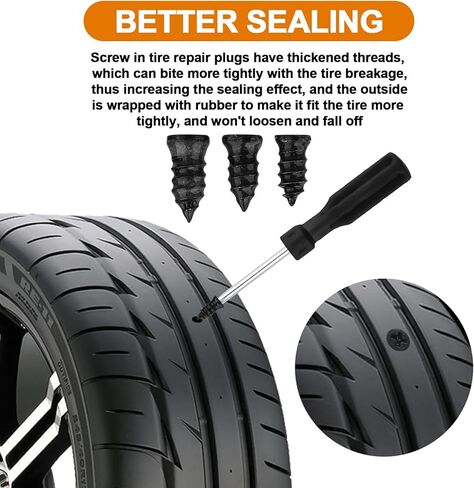طقم سدادات الإطارات 100 قطعة براغي لإصلاح الإطارات، تتضمن 3 أحجام من البراغي في الإطارات ومقابس البراغي in Kuwait