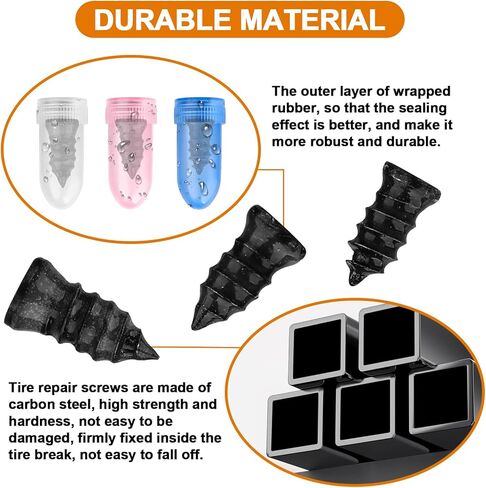 طقم سدادات الإطارات 100 قطعة براغي لإصلاح الإطارات، تتضمن 3 أحجام من البراغي في الإطارات ومقابس البراغي in Kuwait