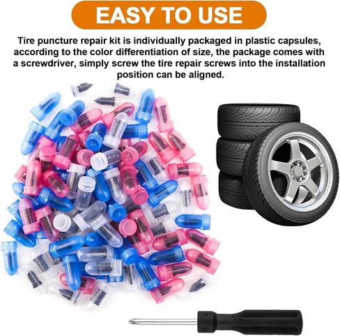 طقم سدادات الإطارات 100 قطعة براغي لإصلاح الإطارات، تتضمن 3 أحجام من البراغي في الإطارات ومقابس البراغي in Kuwait