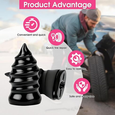 طقم أظافر مطاطي لإصلاح الإطارات 40 قطعة مع حجمين من المسامير المطاطية ومفك البراغي، لإصلاح الإطارات الفراغية السريعة في السيارات والدراجات النارية والشاحنات والدراجات (أسود) in Kuwait