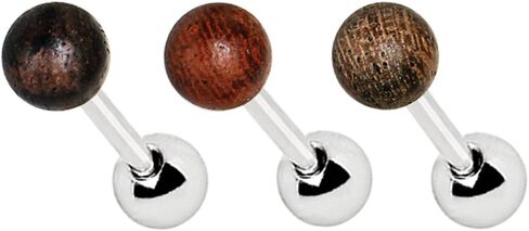 Natural Organic Wood Ball Cartilage Stud Tragus Earring in Kuwait