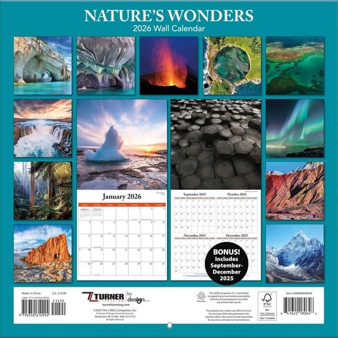 TURNER PHOTOGRAPHIC Nature'S Wonders 12x12 Photo Wall Calendar (26998940038) in Kuwait