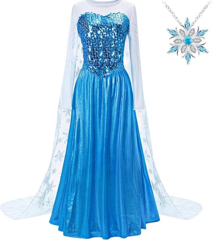 Adult Women Snow Queen Princess Dress up Cosplay Birthday Costume Xmas Party Gown Fairy Fancy Dress Halloween in Kuwait