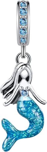 KunBead Blue Ocean Mermaid Hawaii Sea Beach Birthday Dangle Charms Compatible with Pandora Charm Bracelet for Women in Saudi Arabia