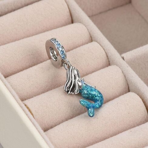 KunBead Blue Ocean Mermaid Hawaii Sea Beach Birthday Dangle Charms Compatible with Pandora Charm Bracelet for Women in Saudi Arabia