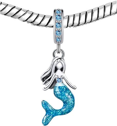 KunBead Blue Ocean Mermaid Hawaii Sea Beach Birthday Dangle Charms Compatible with Pandora Charm Bracelet for Women in Saudi Arabia