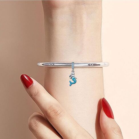 KunBead Blue Ocean Mermaid Hawaii Sea Beach Birthday Dangle Charms Compatible with Pandora Charm Bracelet for Women in Saudi Arabia