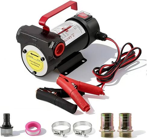 12V Diesel Transfer Pump, Self-Priming Fuel Transfer Pump with 3/4" Brass Connectors, Heavy Duty Oil Transfer Pump for Truck, Tractor, and Farm Machinery, Compatible with Diesel, Kerosene, Biodiesel in Saudi Arabia