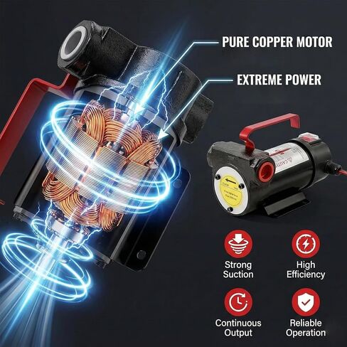 12V Diesel Transfer Pump, Self-Priming Fuel Transfer Pump with 3/4" Brass Connectors, Heavy Duty Oil Transfer Pump for Truck, Tractor, and Farm Machinery, Compatible with Diesel, Kerosene, Biodiesel in Saudi Arabia