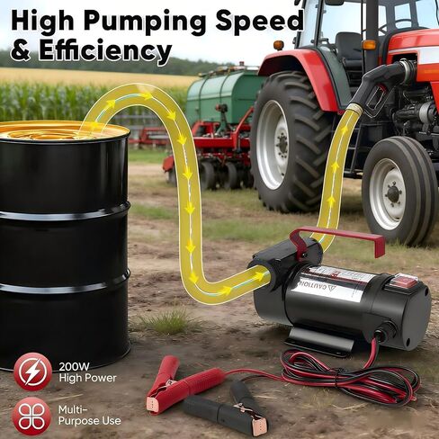 12V Diesel Transfer Pump, Self-Priming Fuel Transfer Pump with 3/4" Brass Connectors, Heavy Duty Oil Transfer Pump for Truck, Tractor, and Farm Machinery, Compatible with Diesel, Kerosene, Biodiesel in Saudi Arabia