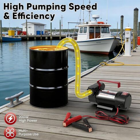 12V Diesel Transfer Pump, Self-Priming Fuel Transfer Pump with 3/4" Brass Connectors, Heavy Duty Oil Transfer Pump for Truck, Tractor, and Farm Machinery, Compatible with Diesel, Kerosene, Biodiesel in Saudi Arabia