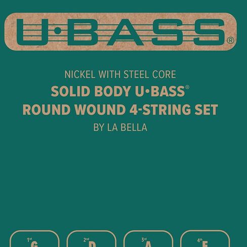 Kala Nickel with Steel Core Solid Body U•BASS® Round Wound 4-String Set by La Bella, Compatible with Kala Solid Body U•BASS® with Magnetic Pickup in Kuwait