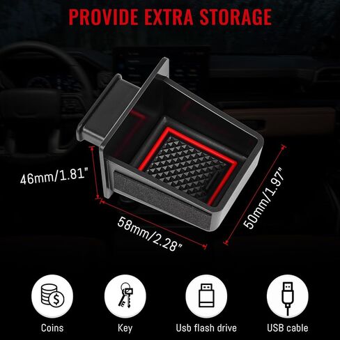 صندوق تخزين للأدراج متوافق مع Toyota Tacoma 2024 2025 2026 & 4Runner 2025 2026 - ملحق تخزين منظم لوحدة التحكم المركزية ABS مع وسادة سيليكون مضادة للانزلاق in Kuwait