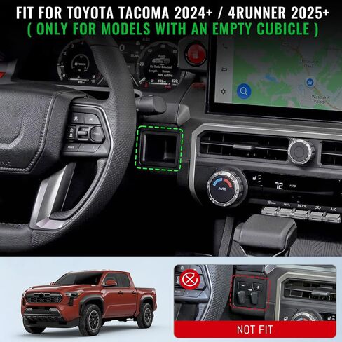 صندوق تخزين للأدراج متوافق مع Toyota Tacoma 2024 2025 2026 & 4Runner 2025 2026 - ملحق تخزين منظم لوحدة التحكم المركزية ABS مع وسادة سيليكون مضادة للانزلاق in Kuwait