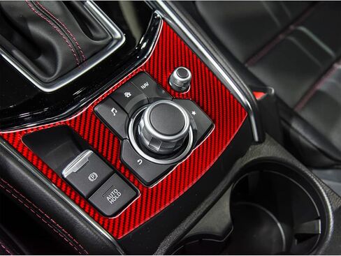 Carbon Fiber Center Console Multimedia Button Frame Panel Cover Trim Compatible with Mazda CX-5 2017 2018 2019 2020 2021 2022 Interior Accessories Red (1Pcs) in Kuwait
