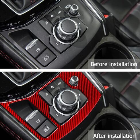 Carbon Fiber Center Console Multimedia Button Frame Panel Cover Trim Compatible with Mazda CX-5 2017 2018 2019 2020 2021 2022 Interior Accessories Red (1Pcs) in Kuwait