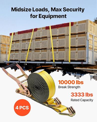 VEVOR Ratchet Straps, 2 in x 30 ft, Heavy Duty Tie Down Straps with Double J Hook, 10,000 lbs Break Strength, Carry Bag, Tie Down Ratcheting for Moving, Trailers, Motorcycles, Kayaks, Car Roof, 4 Pack in Saudi Arabia