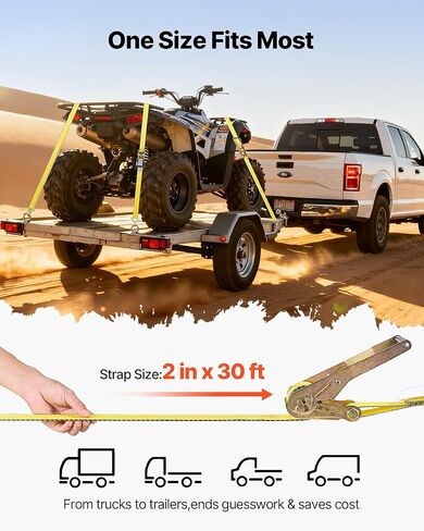 VEVOR Ratchet Straps, 2 in x 30 ft, Heavy Duty Tie Down Straps with Double J Hook, 10,000 lbs Break Strength, Carry Bag, Tie Down Ratcheting for Moving, Trailers, Motorcycles, Kayaks, Car Roof, 4 Pack in Saudi Arabia