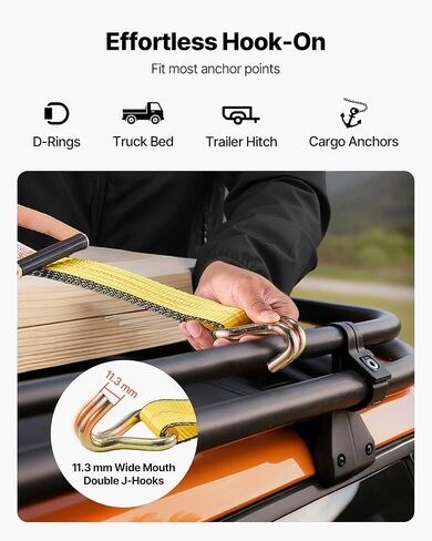 VEVOR Ratchet Straps, 2 in x 30 ft, Heavy Duty Tie Down Straps with Double J Hook, 10,000 lbs Break Strength, Carry Bag, Tie Down Ratcheting for Moving, Trailers, Motorcycles, Kayaks, Car Roof, 4 Pack in Saudi Arabia