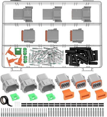 Deutsch DT Connector 8 Pin Kit Gray Waterproof Automotive Electrical Connectors with Solid Terminals and Sealing Plugs for Car Truck Motorcycle Marine Wiring 14–20 AWG，3 Sets in Saudi Arabia